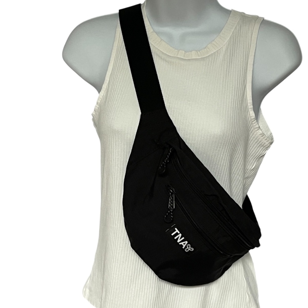 TNA Waist Bag Fanny Pack Belt Bag Black 3 Pockets
